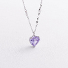 Срібне кольє "Сердечко" (фіолетовий та білі фіаніти) 181389 от ювелирного магазина Оникс