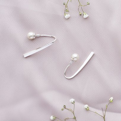 Срібні сережки з перлами 122351