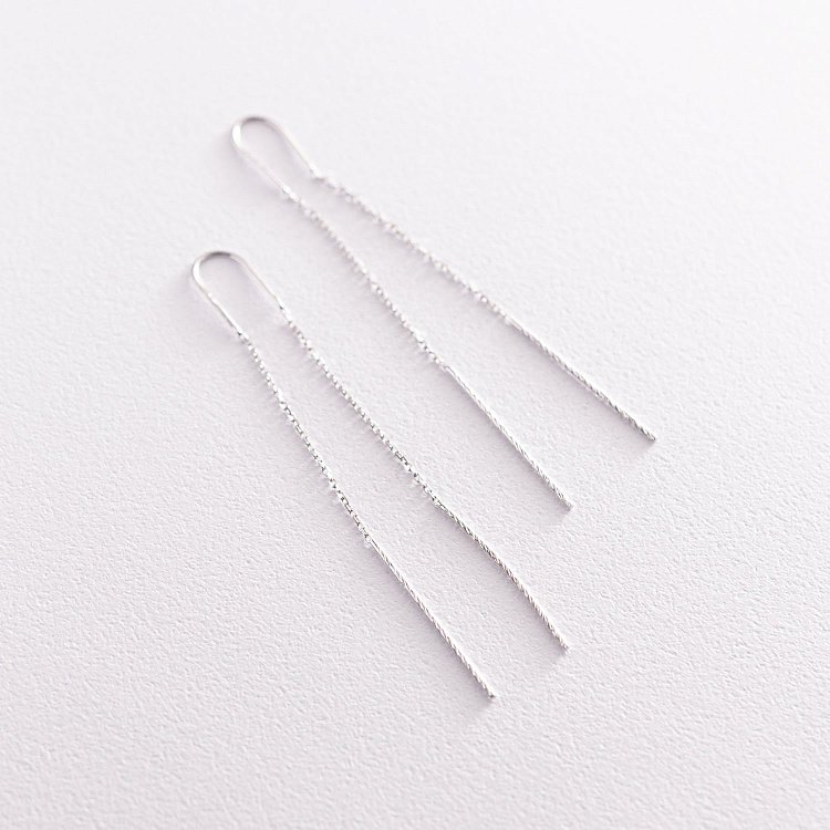 Сережки-протяжки в білому золоті с07109 від ювелірного магазину Онікс - 7