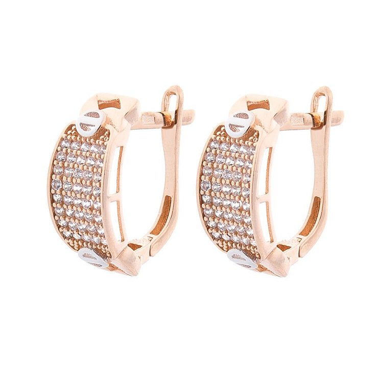 Золоті сережки з фіанітами с05717 від ювелірного магазину Онікс - 1