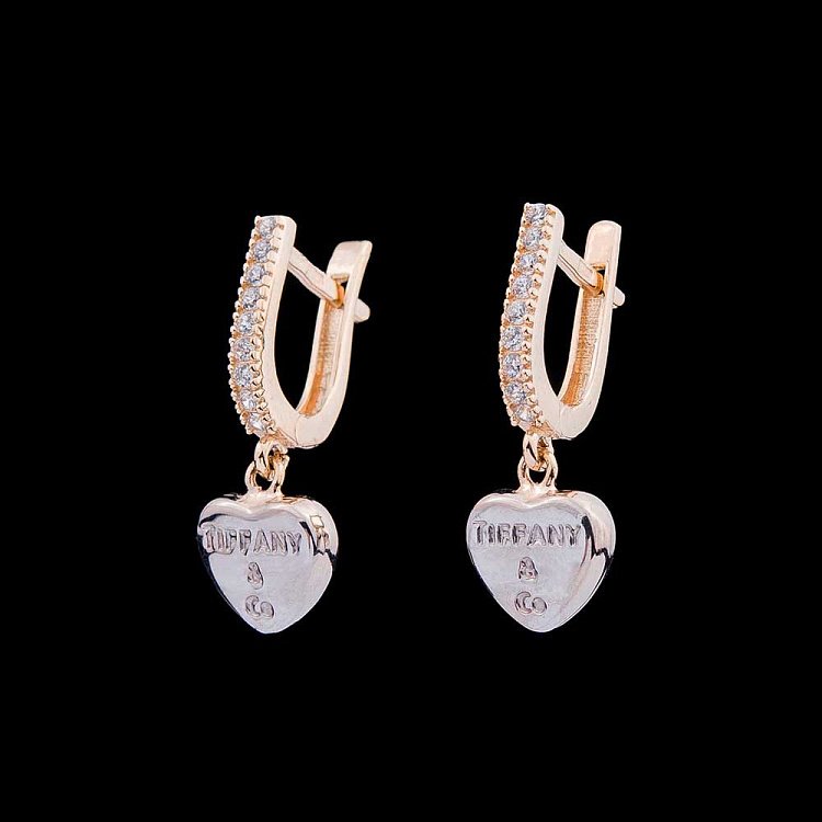 Золотые серьги "Сердца" с фианитами с04146 - 2 Золотые серьги "Сердца" с фианитами с04146 от ювелирного магазина Оникс - 2