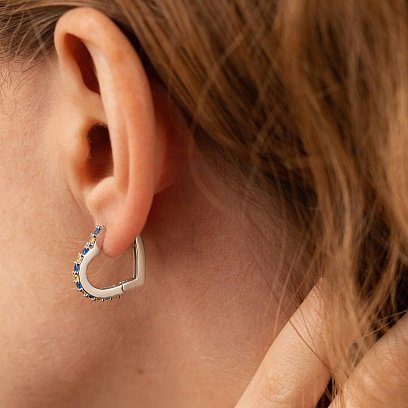Серебряные серьги "Сердечки" с фианитами OR111590 №4