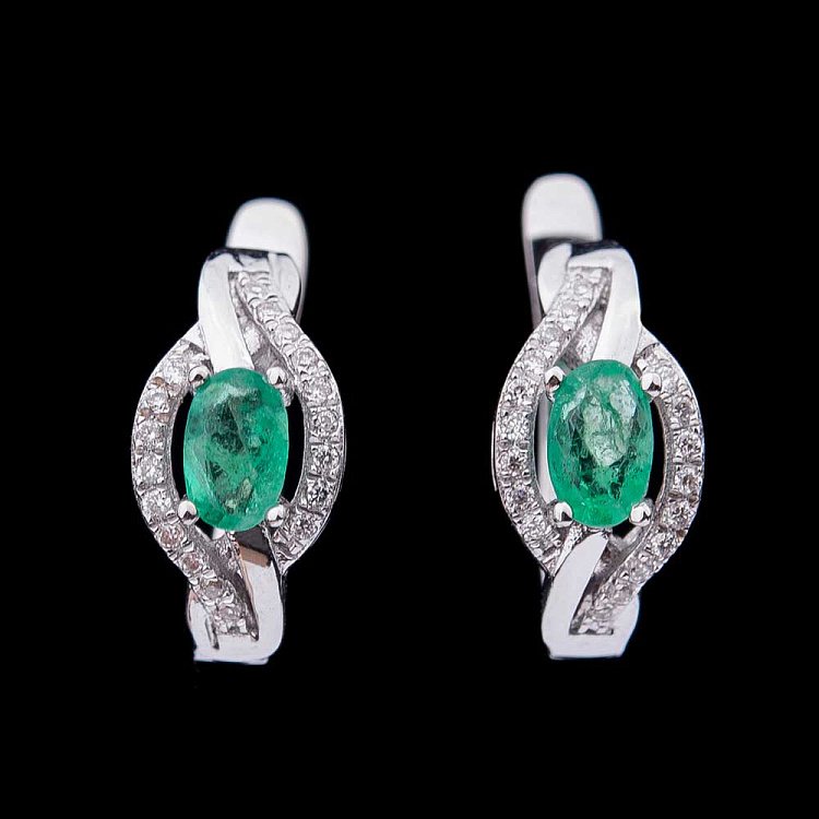 Золоті сережки з смарагдами і діамантами сб02847 від ювелірного магазину Онікс - 2