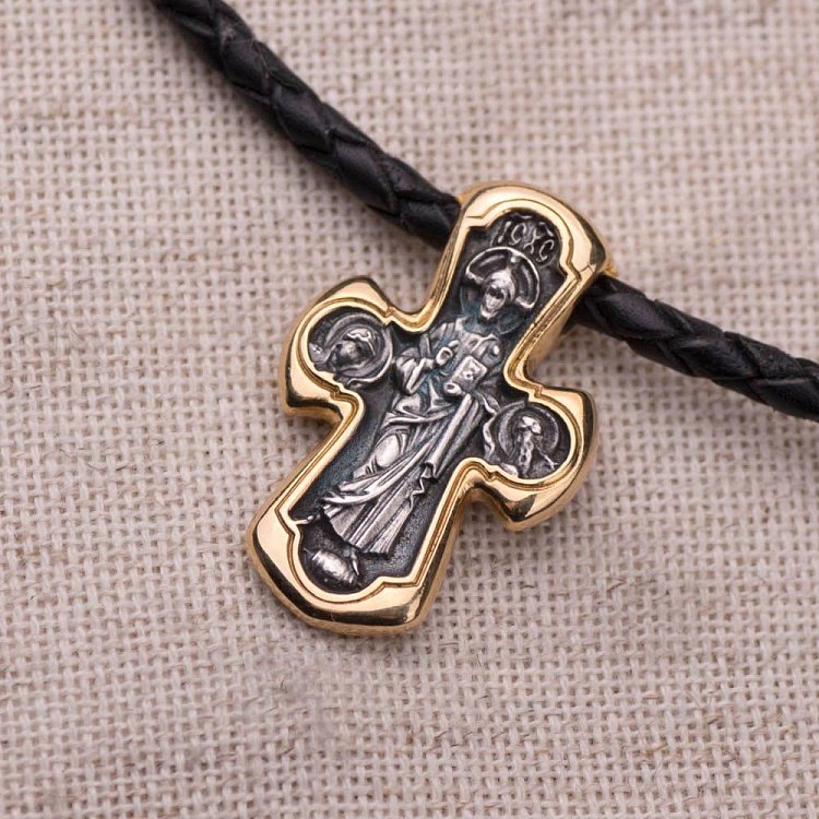 Серебряный православный крест "Деисус. Божия Матерь "Никопея" 132442 от ювелирного магазина Оникс