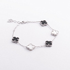 Серебряный браслет "Клевер" (перламутр, оникс) 141647 от ювелирного магазина Оникс