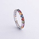Золотое кольцо с разноцветными сапфирами кб0534m от ювелирного магазина Оникс