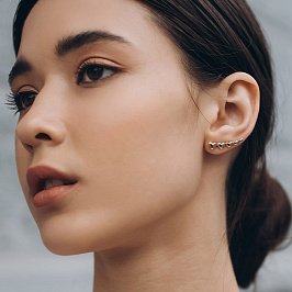 Золотые серьги - клаймберы "Сердечки" с06443