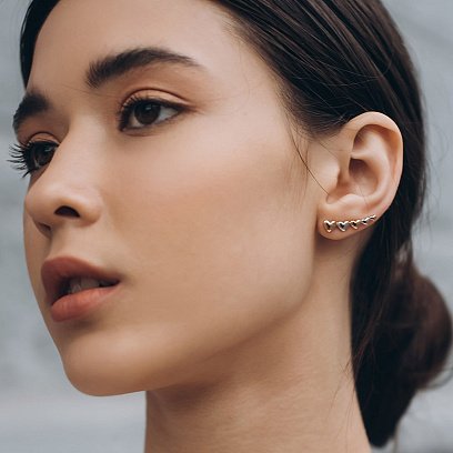 Золотые серьги - клаймберы "Сердечки" с06443