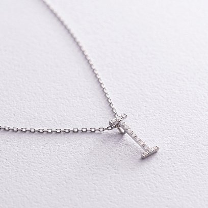 Золотое колье с буквой " І " с бриллиантами 133771121 №3