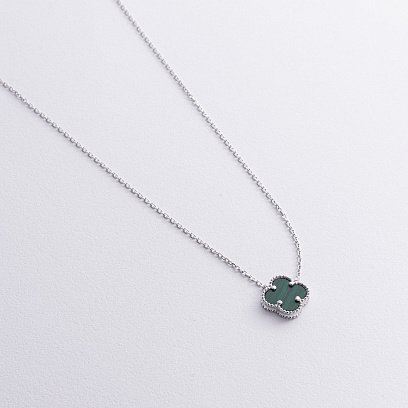 Срібне кольє "Конюшина" (синт. малахіт) 181308 №3