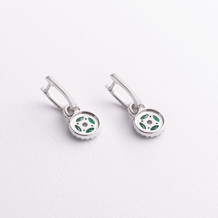 Золоті сережки з діамантами і смарагдами сб0667ca від ювелірного магазину Онікс - 2