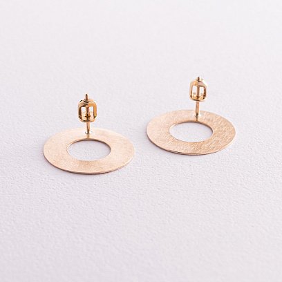 Золотые серьги - пусеты "Зеркальные" с07697 №4