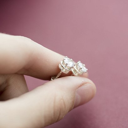 Серебряные серьги - пусеты (фианит) 12611 №7