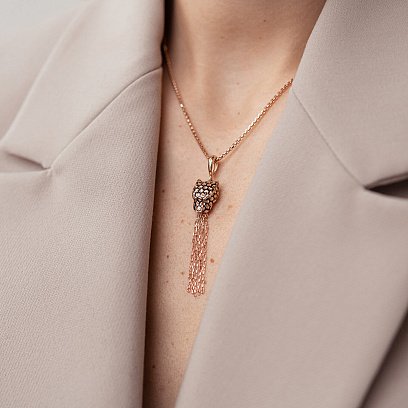 Золотой кулон "Пантера" (эмаль, фианиты) п03634 №2