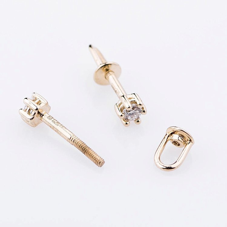 Золотые серьги-гвоздики с бриллиантами е0288ж от ювелирного магазина Оникс - 1