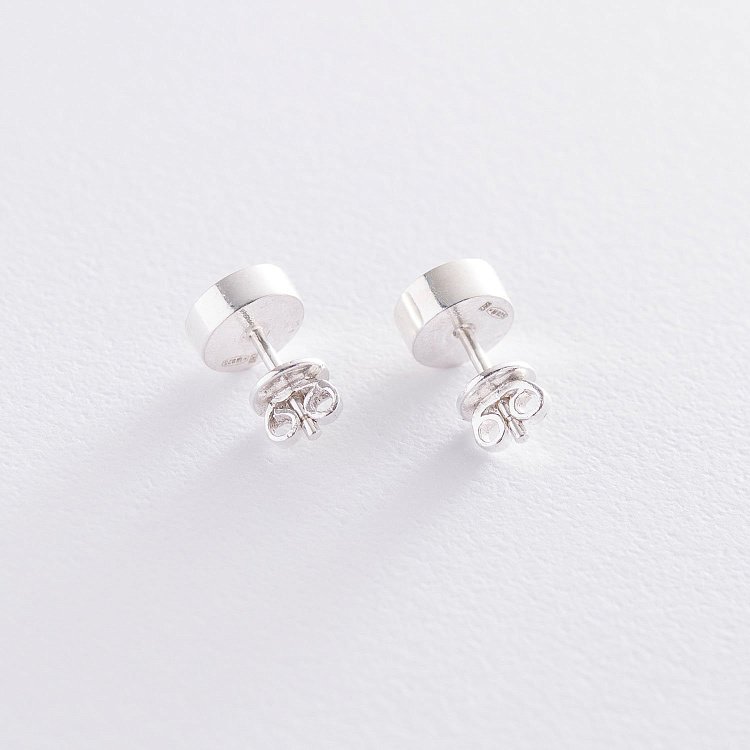 Серебряные серьги-пусеты (черная эмаль) 122647 от ювелирного магазина Оникс - 2