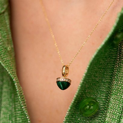 Золоте кольє (малахіт, діаманти) колб0129sc №2