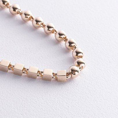 Золотой браслет "Кубики - шарики" б05397 №4