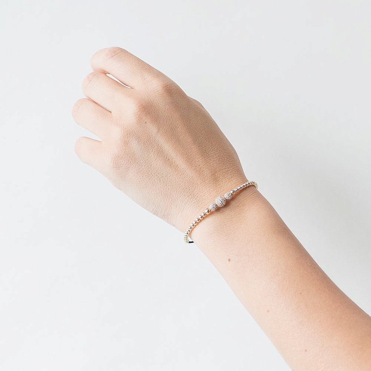 Золотой браслет "Шарики" с фианитами б02684 от ювелирного магазина Оникс - 1