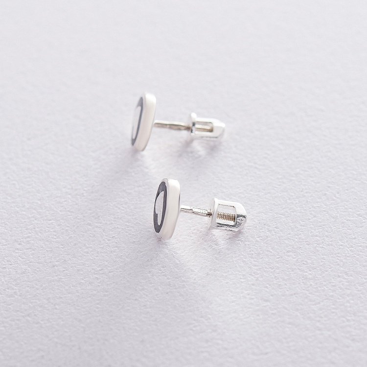 Срібні сережки-пусети "Сердечка" (емаль) 122545 від ювелірного магазину Онікс - 2