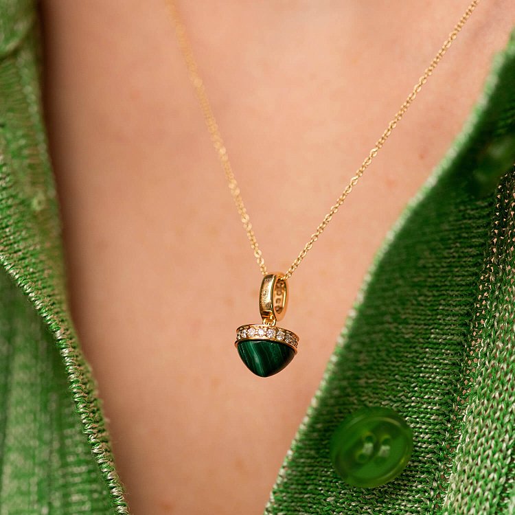 Золоте кольє (малахіт, діаманти) колб0129sc від ювелірного магазину Онікс - 1