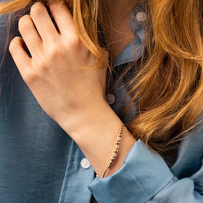 Браслет "Шарики" в красном золоте (фианиты) б04801 №4