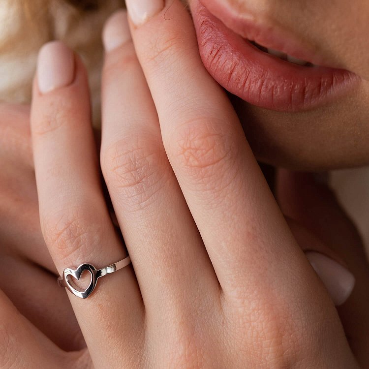 Каблучка "Сердечко" в білому золоті к07394 від ювелірного магазину Онікс - 10