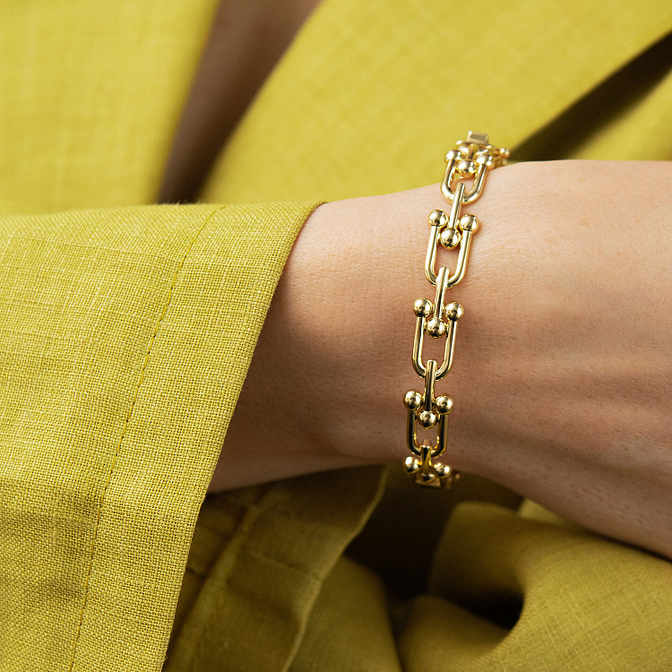 Жесткий браслет "Фантазия" в желтом золоте б05834 от ювелирного магазина Оникс - 5