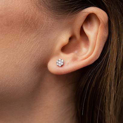 Серьги - пусеты в белом золоте (бриллианты) сб0725ca №6