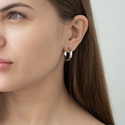 Золоті сережки-кільця з фіанітами, діаметр: 22 мм с05020 №2