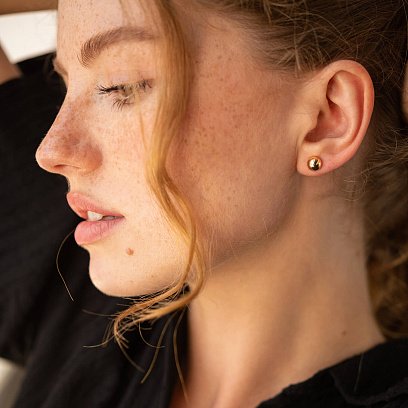 Серьги - пусеты "Полусфера" в красном золоте (0.7 см) с01570 №9