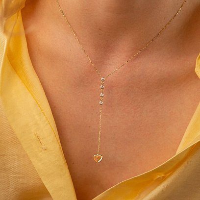 Кольє з жовтого золота з фіанітами кол01784 №3