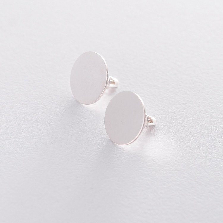 Срібні сережки-пусети "Круг" (блискучі) 122513 від ювелірного магазину Онікс - 5