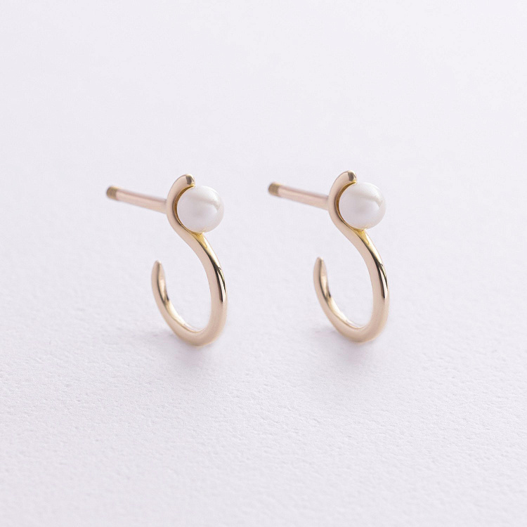 Сережки - пусети "Міранда" в жовтому золоті (перли) с07863 від ювелірного магазину Онікс