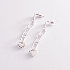 Срібні сережки - пусети "Сердечки на ланцюжку" 123197 от ювелирного магазина Оникс - 3