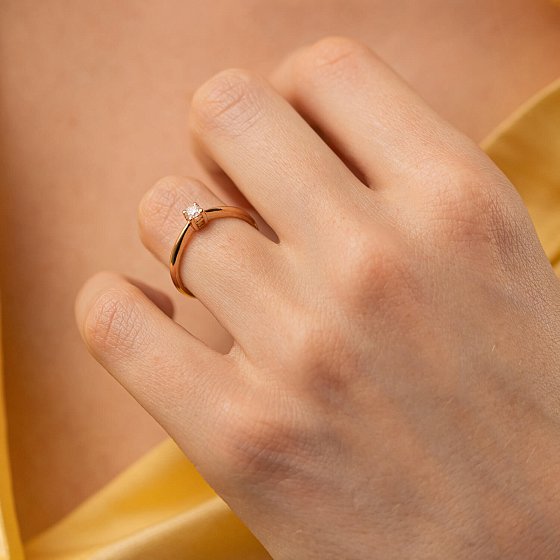 Помолвочное золотое кольцо с бриллиантом 101-10021к №4