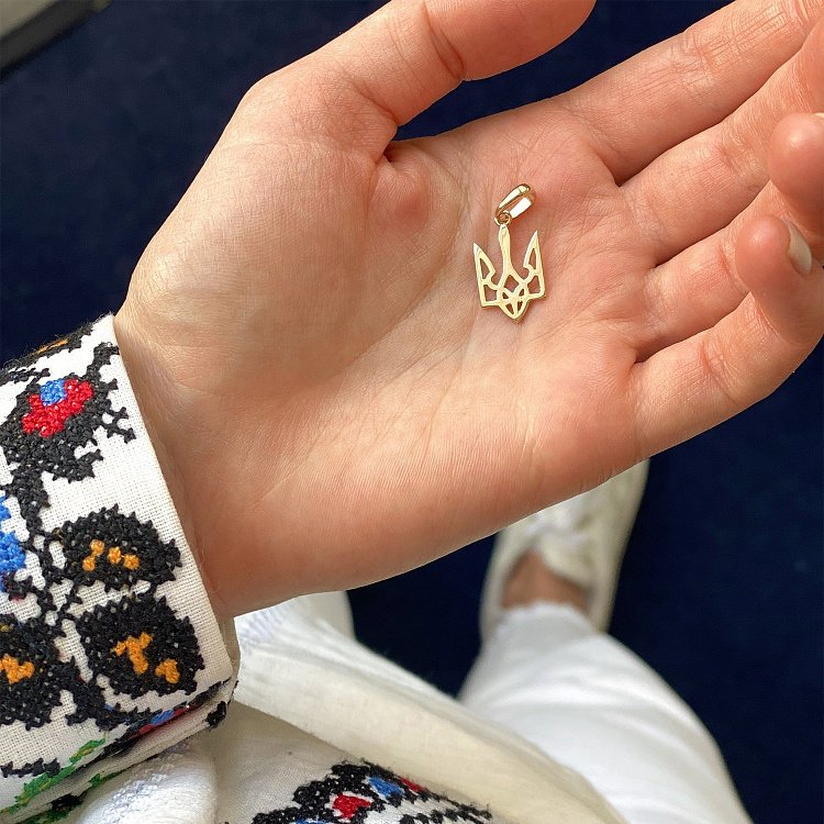 Золотая подвеска Герб Украины "Тризуб" п01761 от ювелирного магазина Оникс - 3