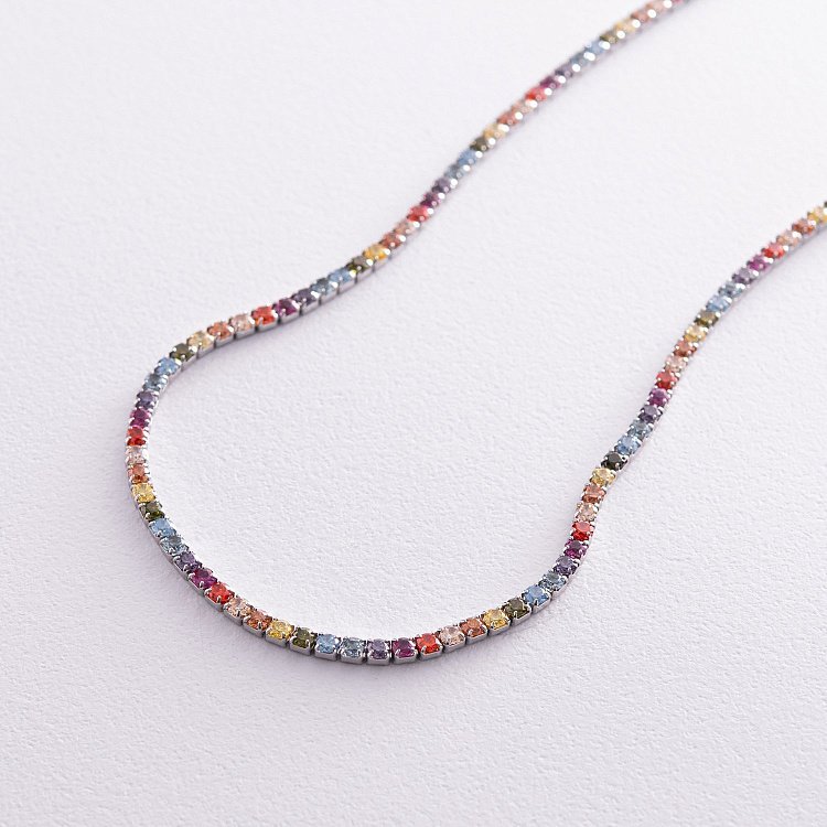 Срібне кольє "Різнокольорове" з фіанітами 181262 від ювелірного магазину Онікс - 3