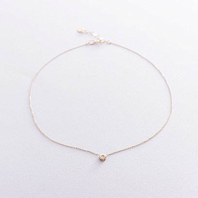 Золотое колье "Сердечко с фианитом" кол01624