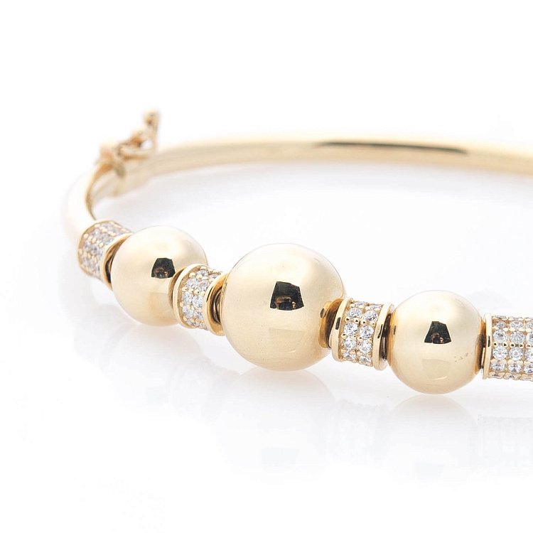 Золотой браслет с шариками б02887 от ювелирного магазина Оникс - 4