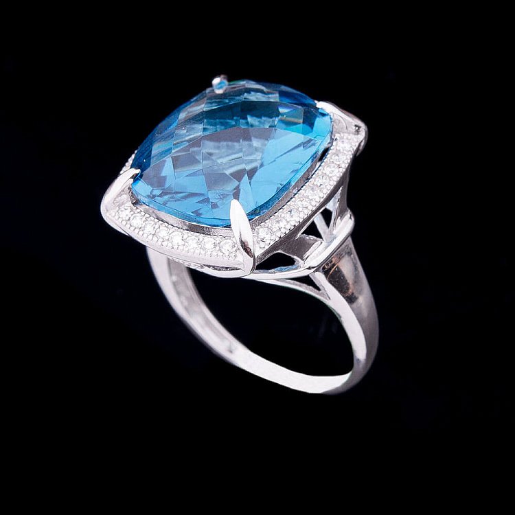 Кольцо с синими фианитами к24 - 2 Кольцо с синими фианитами к24 от ювелирного магазина Оникс - 2