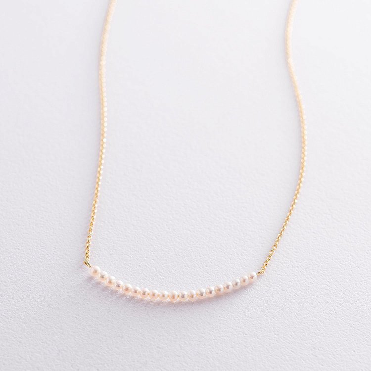 Срібне кольє "Ніжність" з позолотою (перли) 181016 від ювелірного магазину Онікс