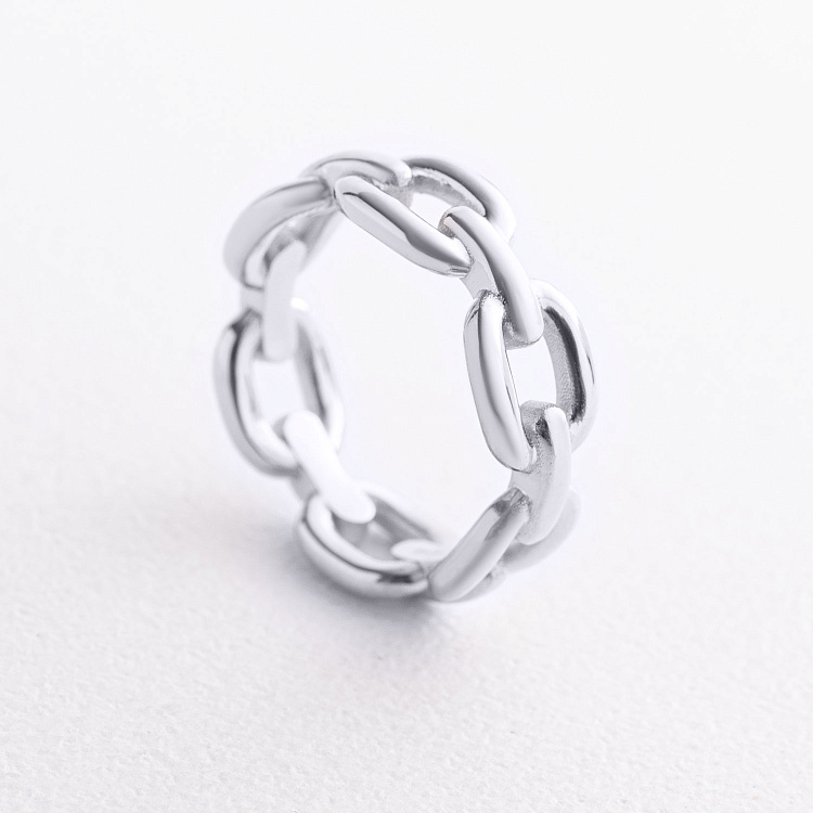 Каблучка "Ланцюжок" у білому золоті к08459 від ювелірного магазину Онікс