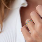Серебряное кольцо с дорожкой голубых и желтых камней 112664 от ювелирного магазина Оникс - 12
