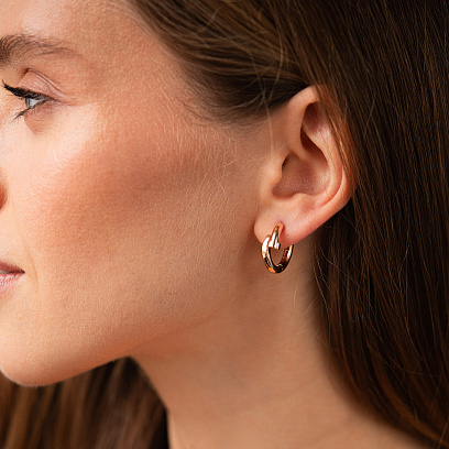 Серьги - кольца "Гвоздь" в красном золоте с09522 №4