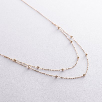 Подвійне кольє "Кульки" у жовтому золоті кол02453