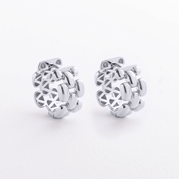 Сережки - кільця "Charlie" у білому золоті с09619 від ювелірного магазину Онікс