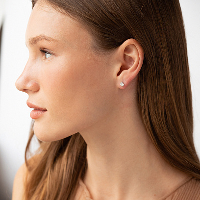 Золоті сережки - пусети "Конюшина" з діамантами сб0589lg №2