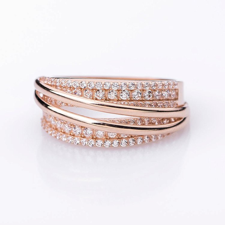 Золотое кольцо с фианитами к04965 от ювелирного магазина Оникс - 2