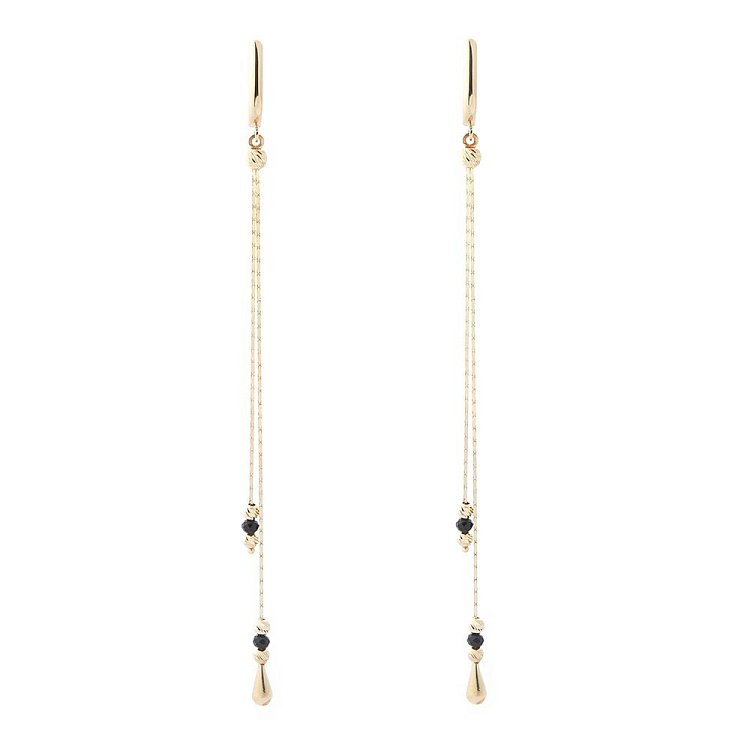 Золотые серьги на цепочке (агат) с05611 Золотые серьги на цепочке (агат) с05611 от ювелирного магазина Оникс